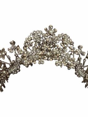 Maria Elena Floral Pearl and Crystal Bridal Tiara - White